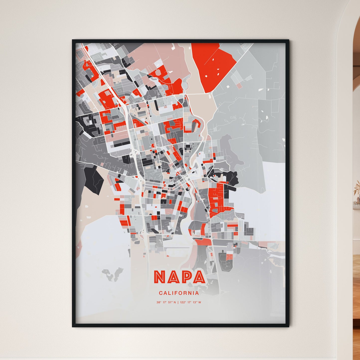 Colorful Napa California Fine Art Map Modern Expressive