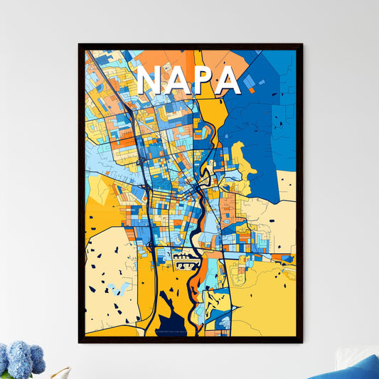 NAPA CALIFORNIA Vibrant Colorful Art Map Poster Blue Orange