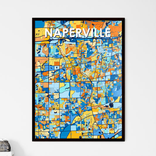 NAPERVILLE ILLINOIS Vibrant Colorful Art Map Poster Blue Orange