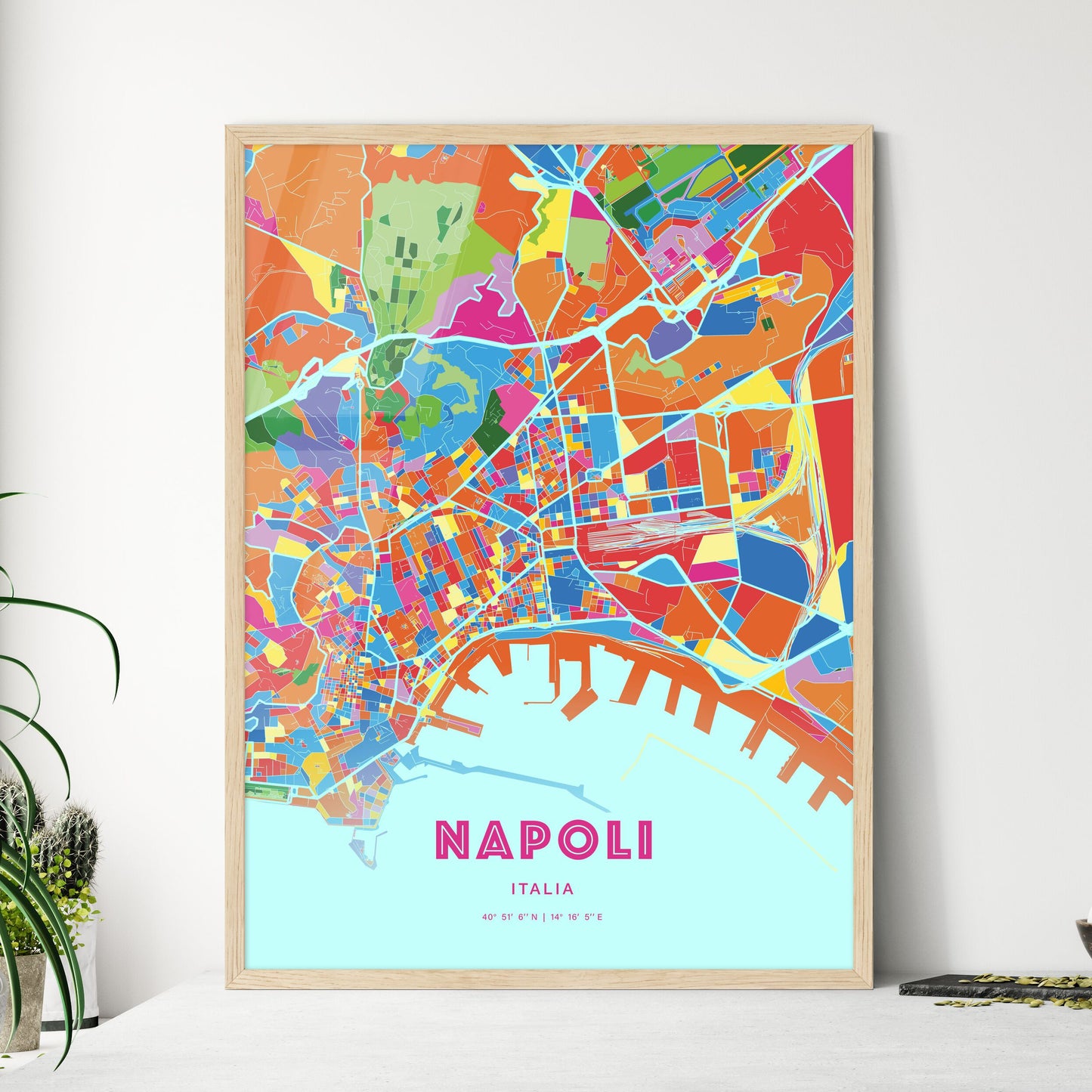 Colorful Naples Italy Fine Art Map Crazy Colors