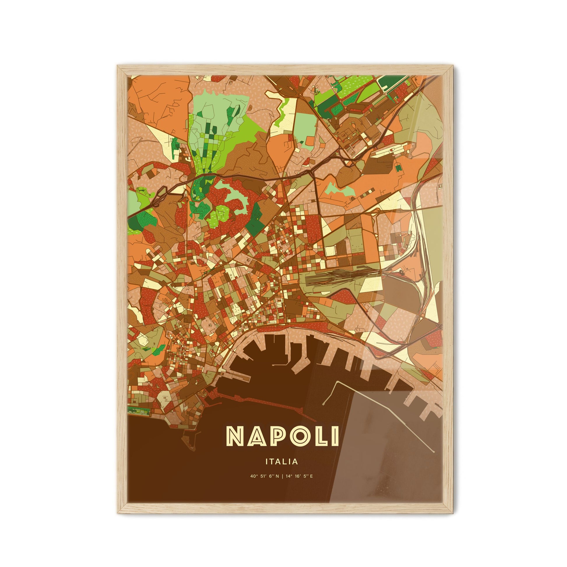 Colorful Naples Italy Fine Art Map Farmhouse