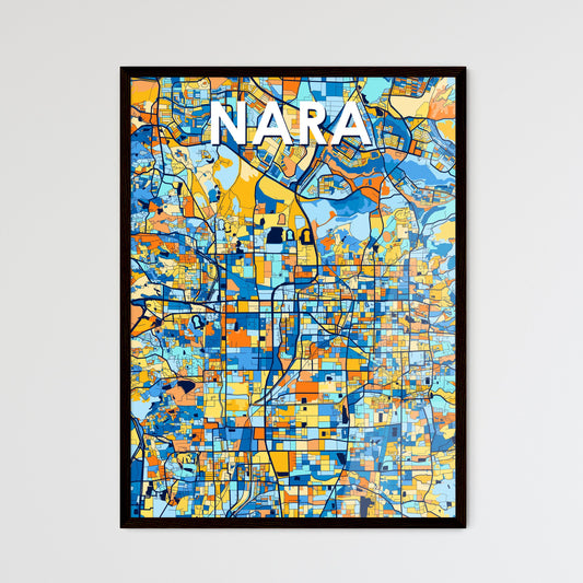 NARA JAPAN Vibrant Colorful Art Map Poster Blue Orange