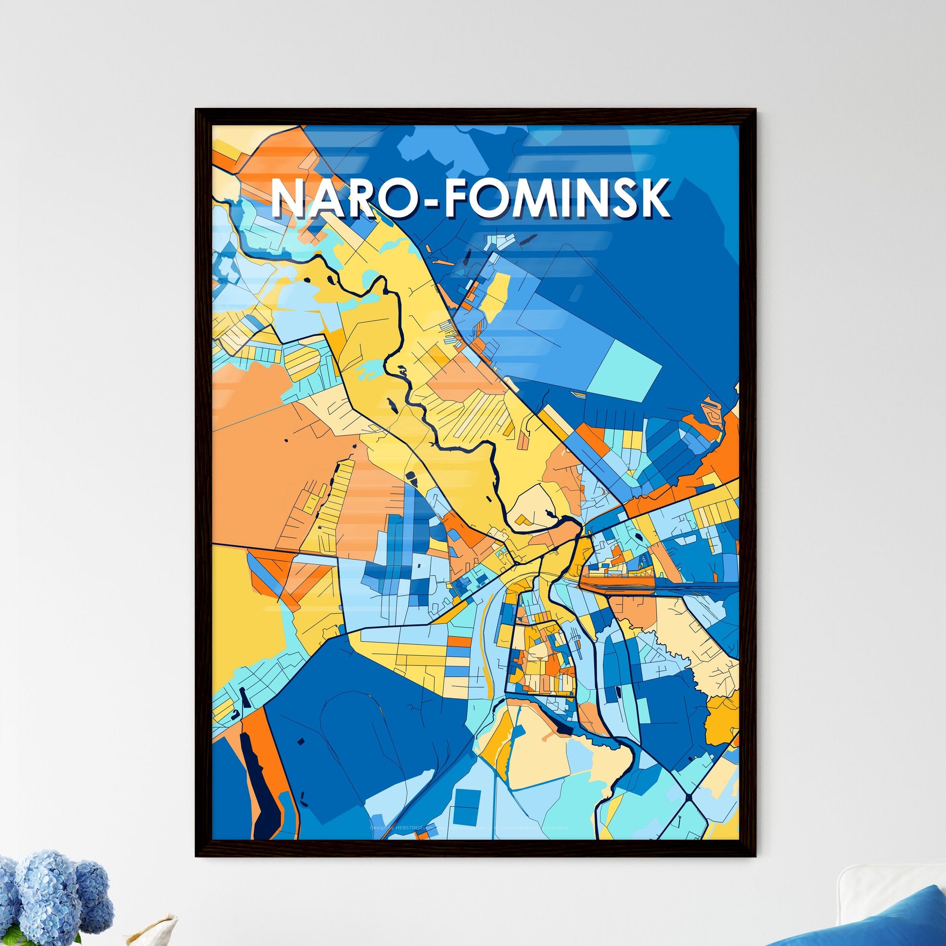 NARO-FOMINSK RUSSIA Vibrant Colorful Art Map Poster Blue Orange