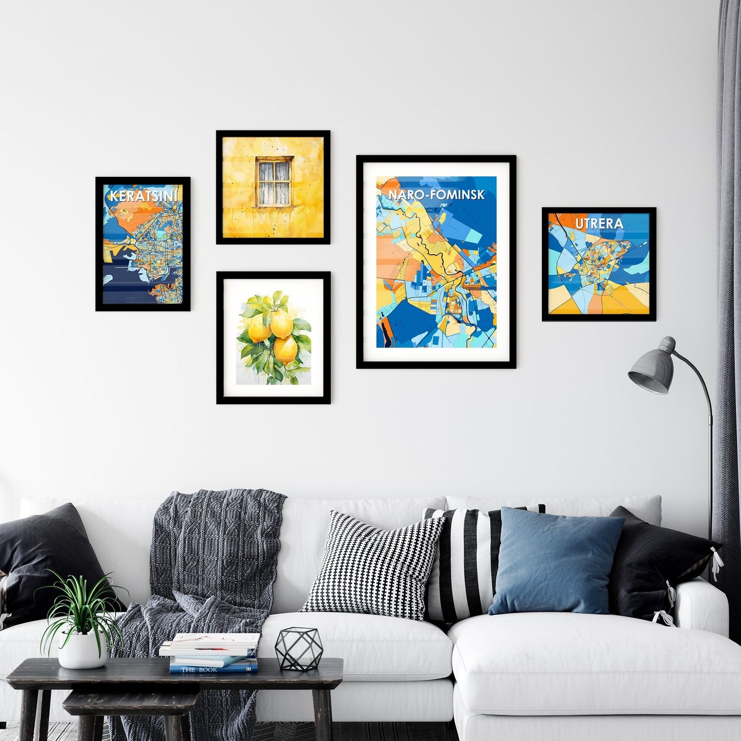 NARO-FOMINSK RUSSIA Vibrant Colorful Art Map Poster Blue Orange