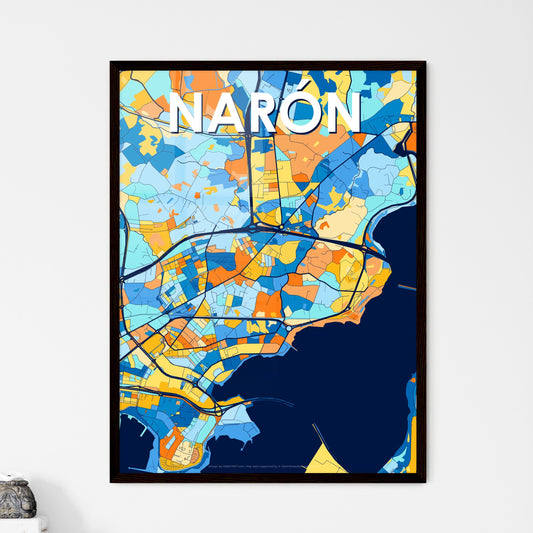 NARÓN SPAIN Vibrant Colorful Art Map Poster Blue Orange