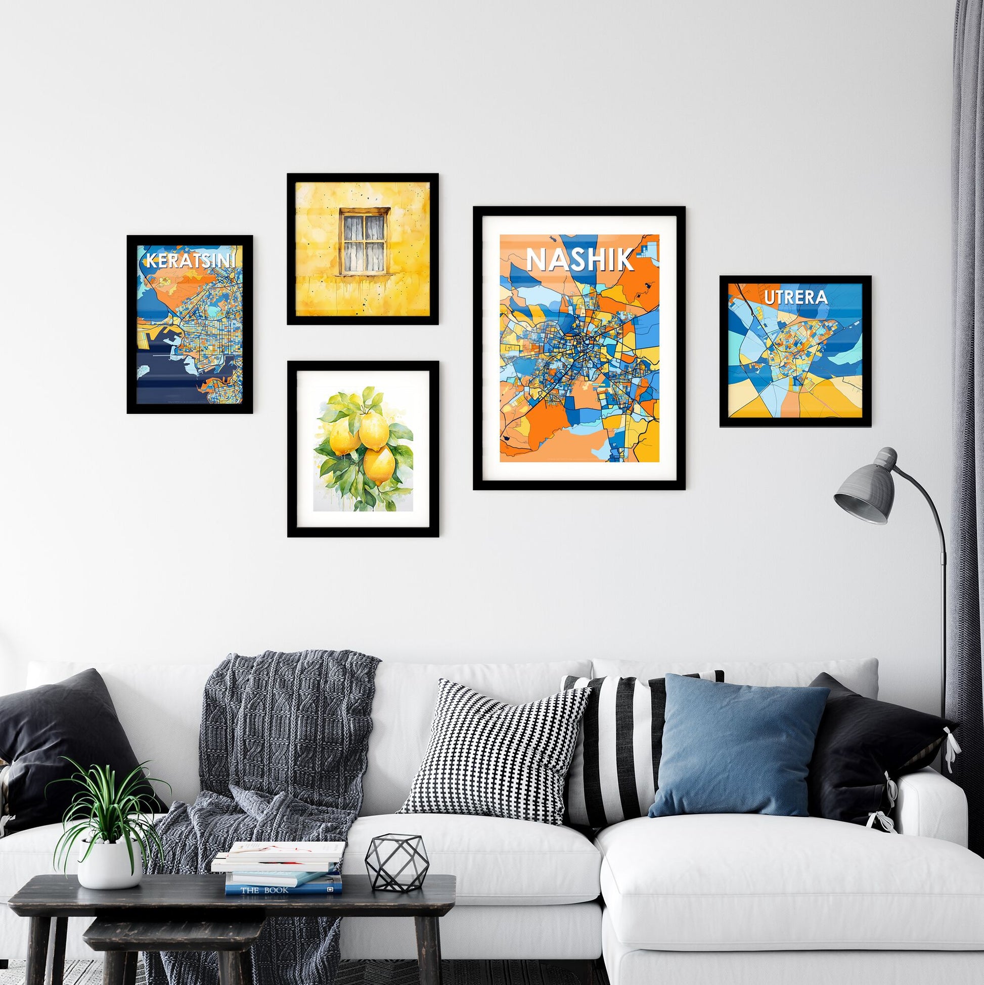 NASHIK INDIA Vibrant Colorful Art Map Poster Blue Orange