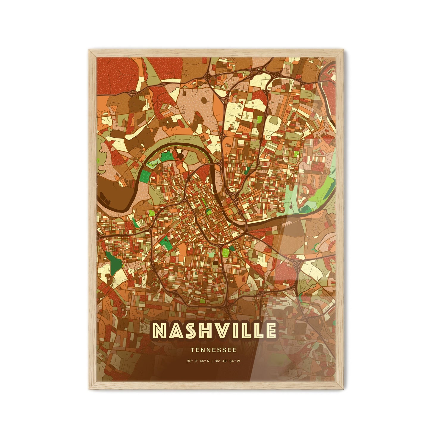 Colorful Nashville Tennessee Fine Art Map Farmhouse