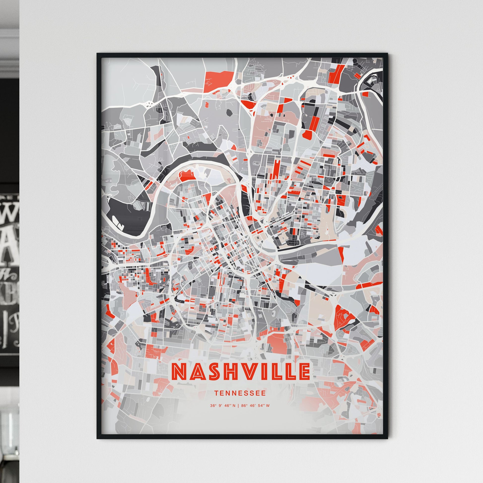 Colorful Nashville Tennessee Fine Art Map Modern Expressive