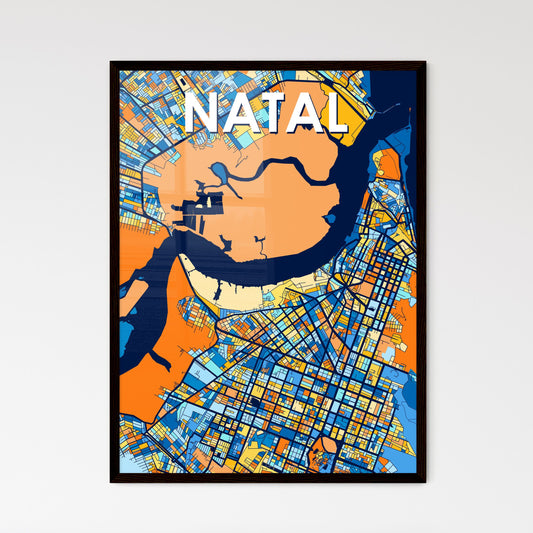 NATAL BRAZIL Vibrant Colorful Art Map Poster Blue Orange