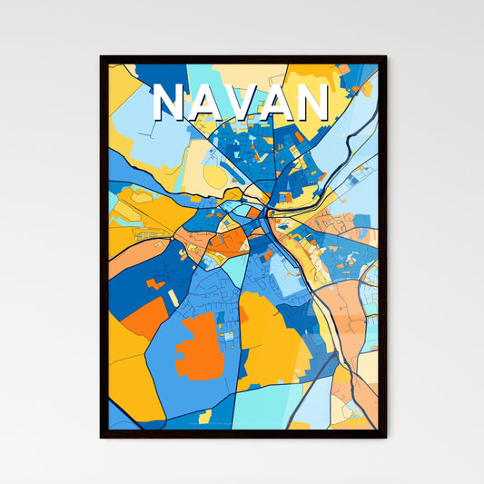 NAVAN IRELAND Vibrant Colorful Art Map Poster Blue Orange