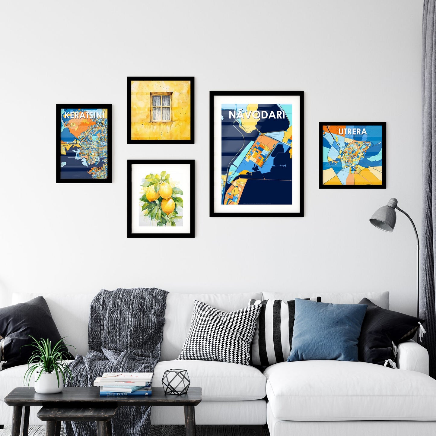 NĂVODARI ROMANIA Vibrant Colorful Art Map Poster Blue Orange