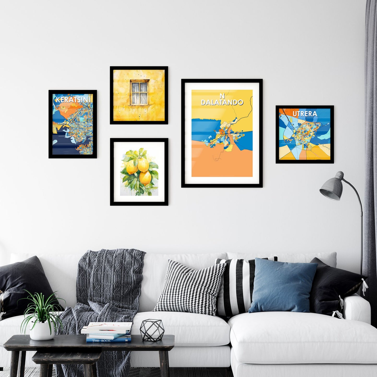 N DALATANDO ANGOLA Vibrant Colorful Art Map Poster Blue Orange