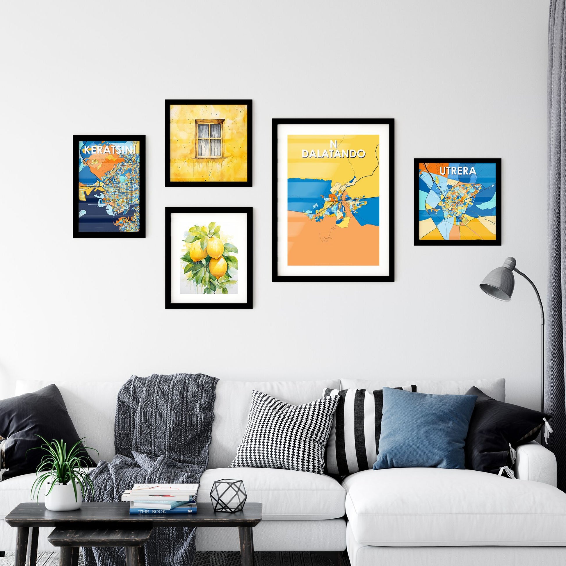 N DALATANDO ANGOLA Vibrant Colorful Art Map Poster Blue Orange