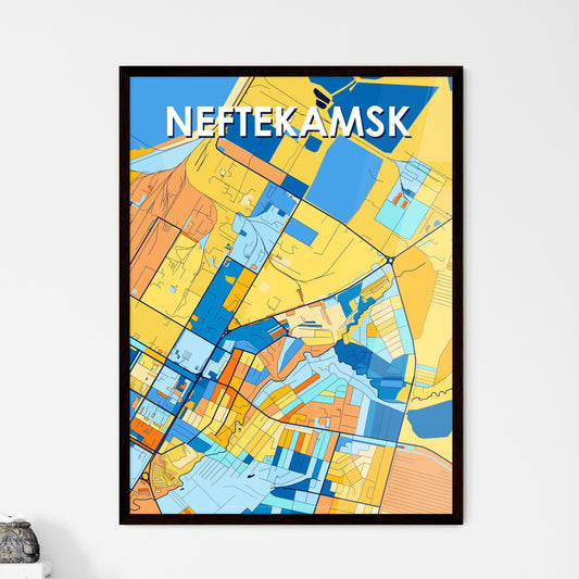 NEFTEKAMSK RUSSIA Vibrant Colorful Art Map Poster Blue Orange