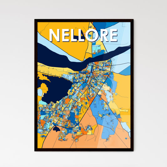 NELLORE INDIA Vibrant Colorful Art Map Poster Blue Orange