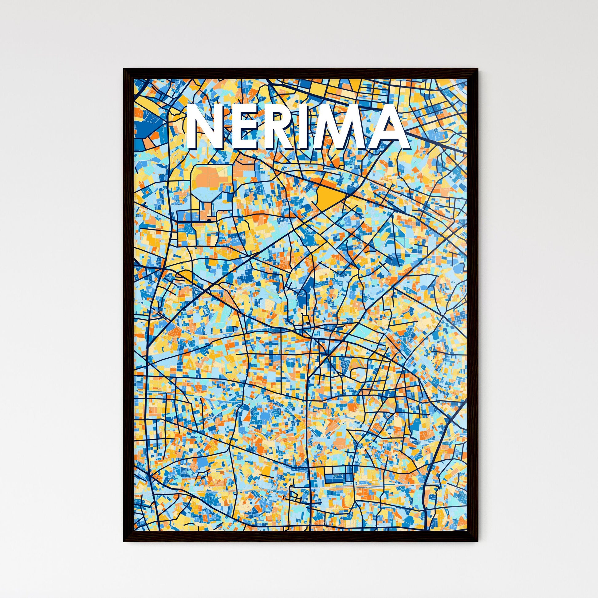 NERIMA JAPAN Vibrant Colorful Art Map Poster Blue Orange