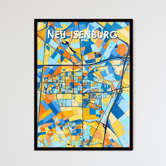 NEU-ISENBURG GERMANY Vibrant Colorful Art Map Poster Blue Orange