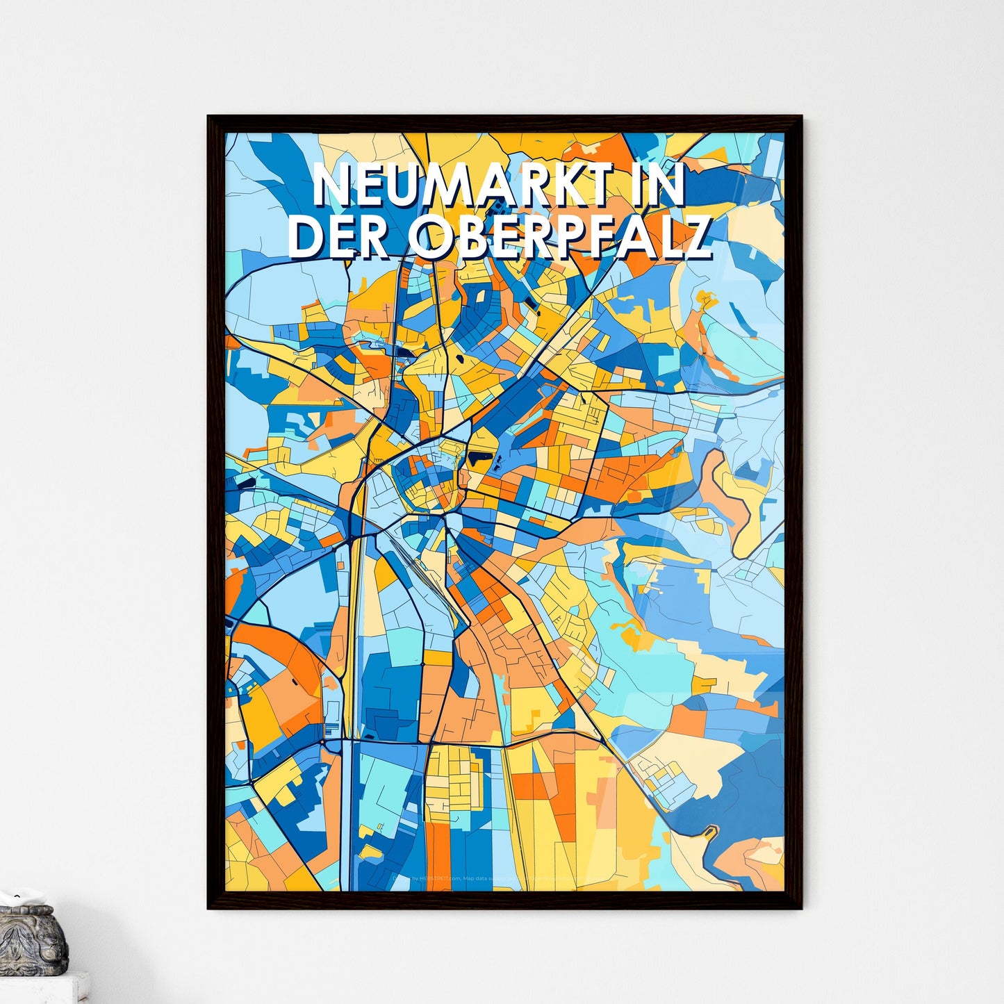 NEUMARKT IN DER OBERPFALZ GERMANY Vibrant Colorful Art Map Poster Blue Orange