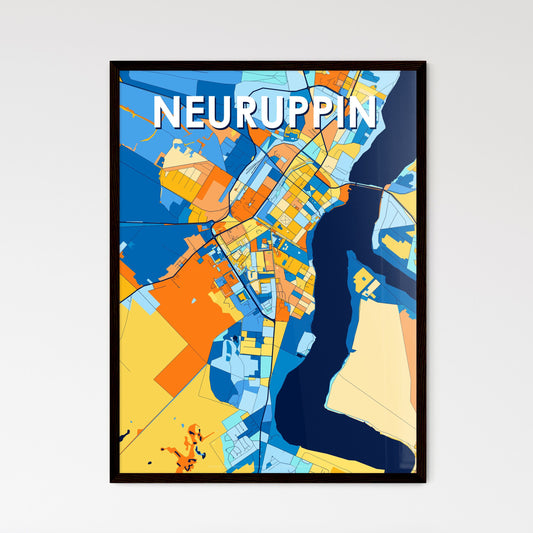 NEURUPPIN GERMANY Vibrant Colorful Art Map Poster Blue Orange