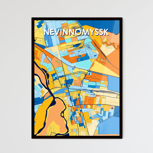 NEVINNOMYSSK RUSSIA Vibrant Colorful Art Map Poster Blue Orange