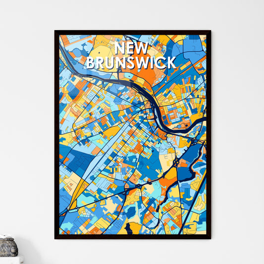 NEW BRUNSWICK NEW JERSEY Vibrant Colorful Art Map Poster Blue Orange