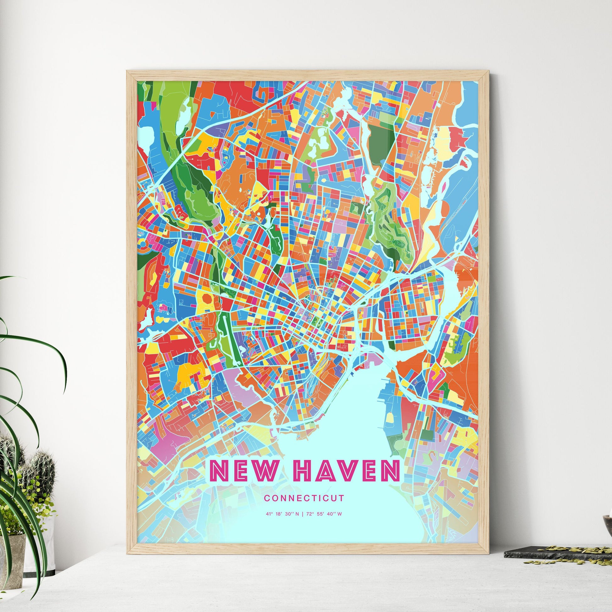 Colorful New Haven Connecticut Fine Art Map Crazy Colors