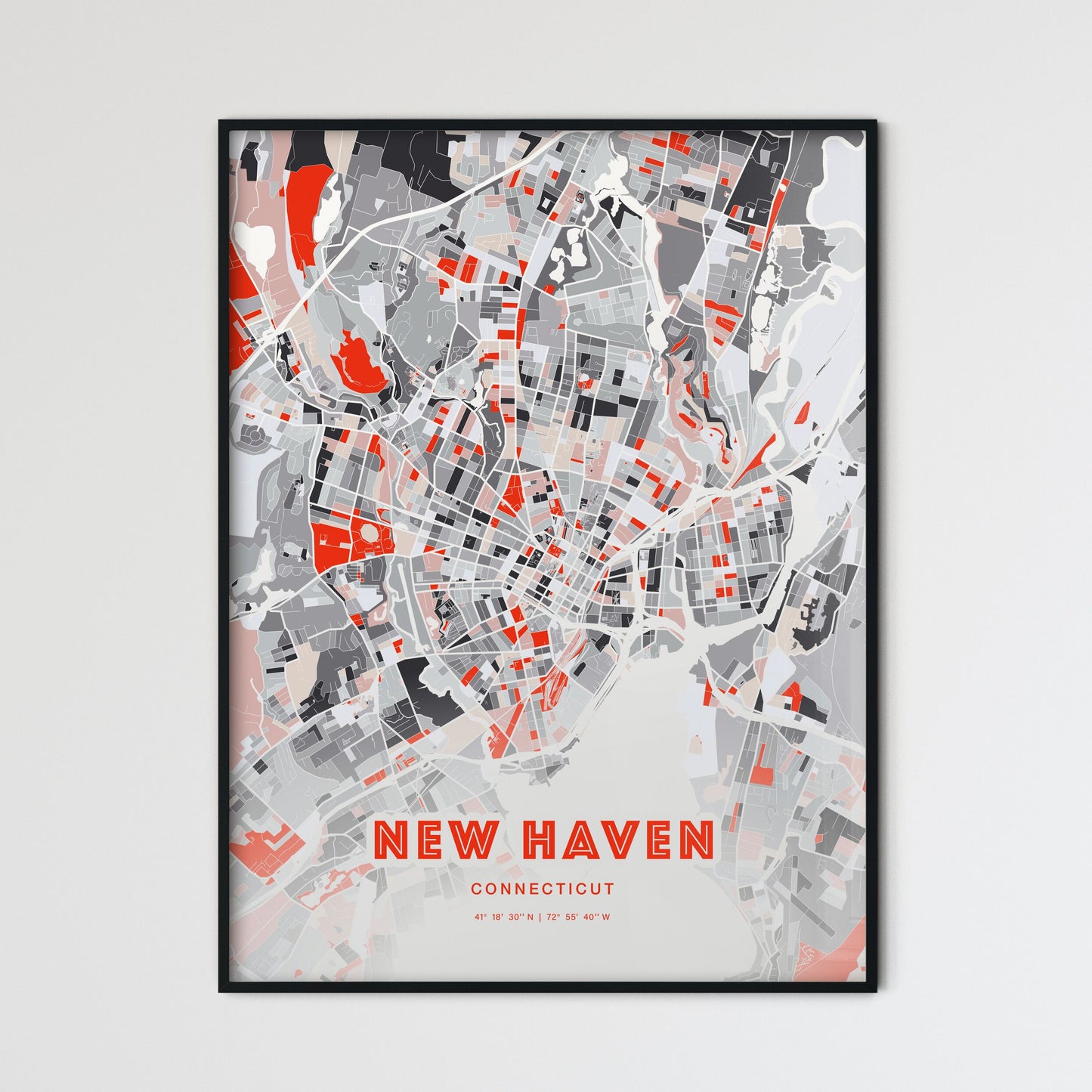 Colorful New Haven Connecticut Fine Art Map Modern Expressive