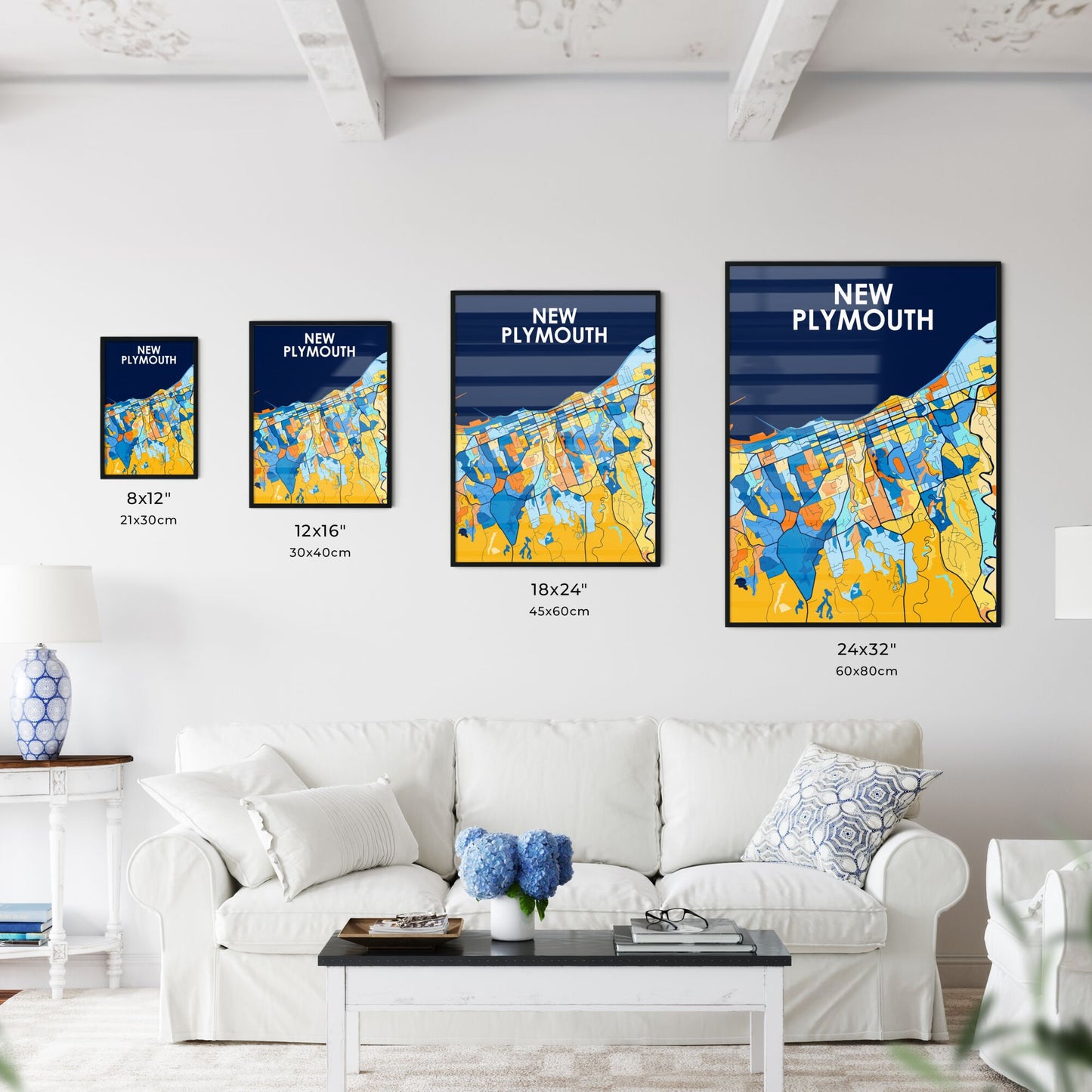 NEW PLYMOUTH NEW ZEALAND Vibrant Colorful Art Map Poster