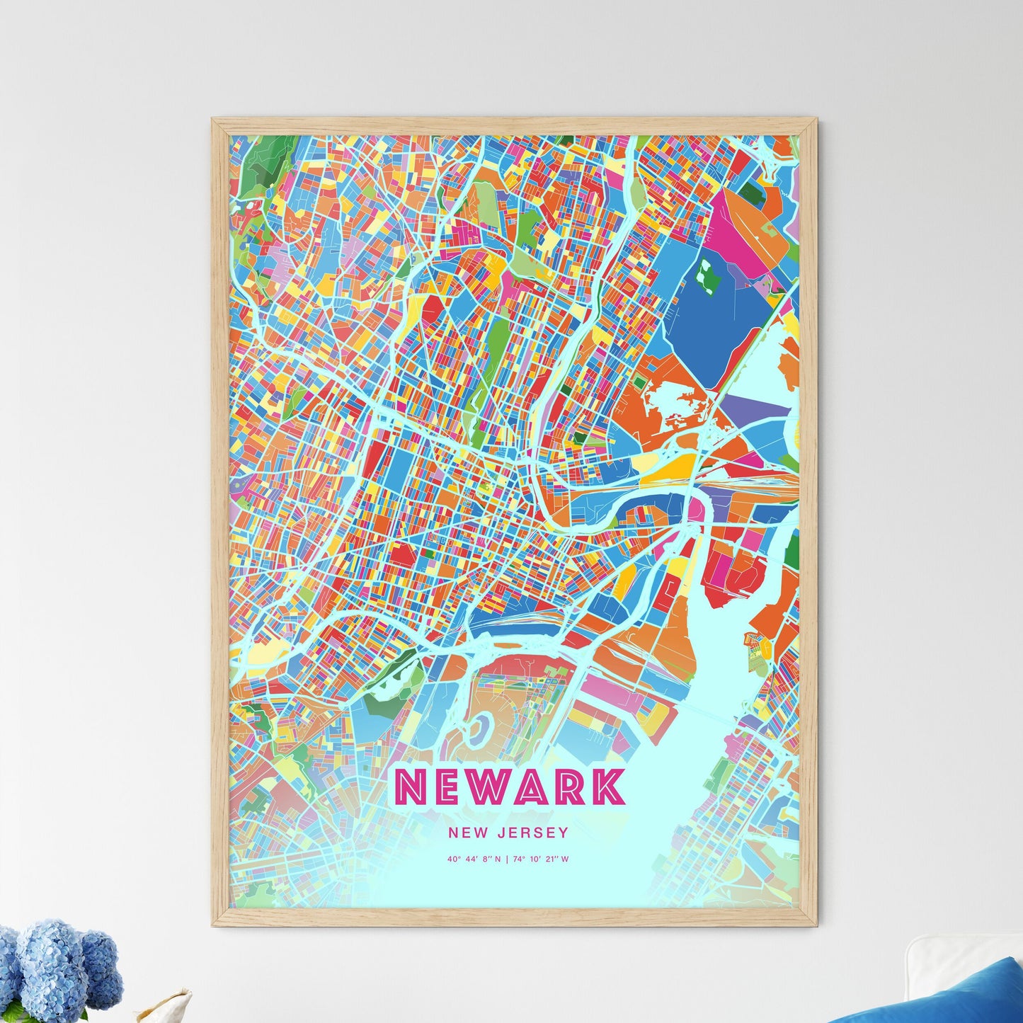 Colorful Newark New Jersey Fine Art Map Crazy Colors