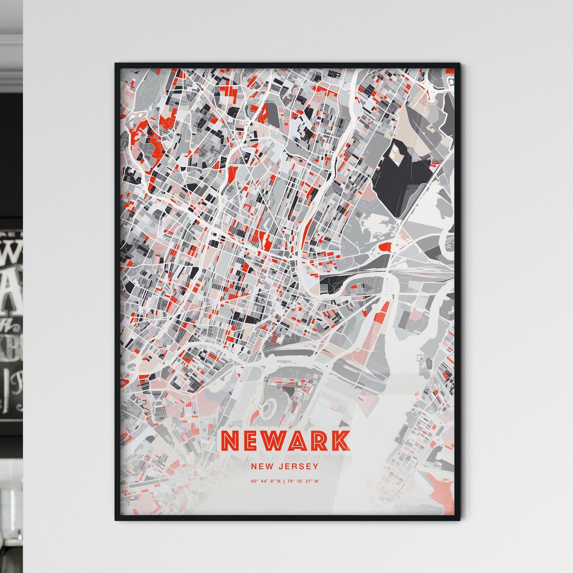 Colorful Newark New Jersey Fine Art Map Modern Expressive