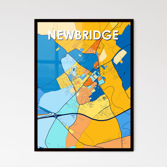 NEWBRIDGE IRELAND Vibrant Colorful Art Map Poster Blue Orange