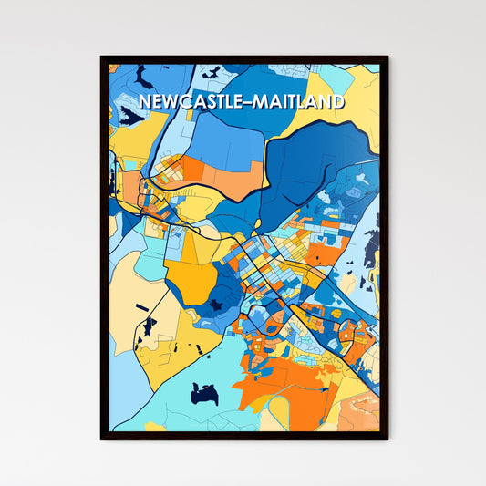 NEWCASTLE–MAITLAND AUSTRALIA Vibrant Colorful Art Map Poster Blue Orange