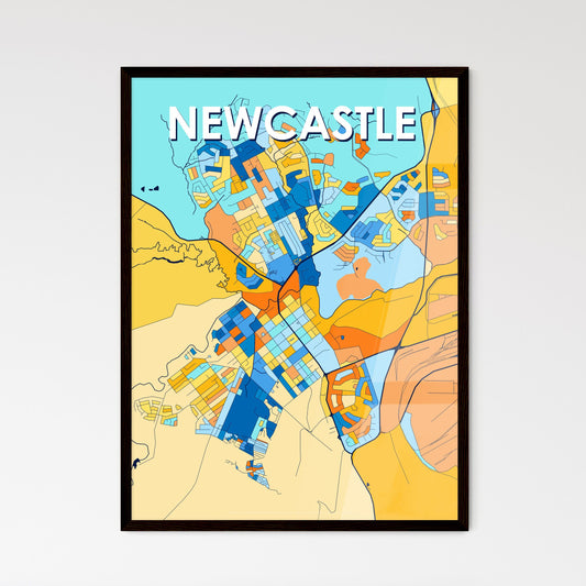 NEWCASTLE SOUTH AFRICA Vibrant Colorful Art Map Poster Blue Orange