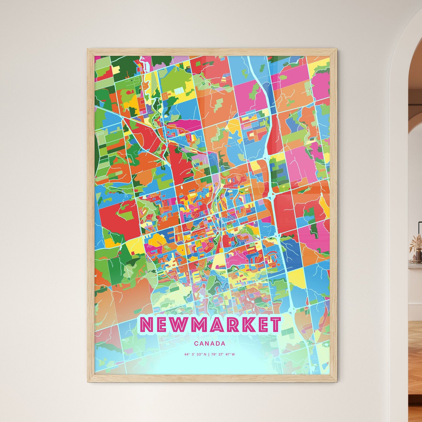 Colorful Newmarket Canada Fine Art Map Crazy Colors