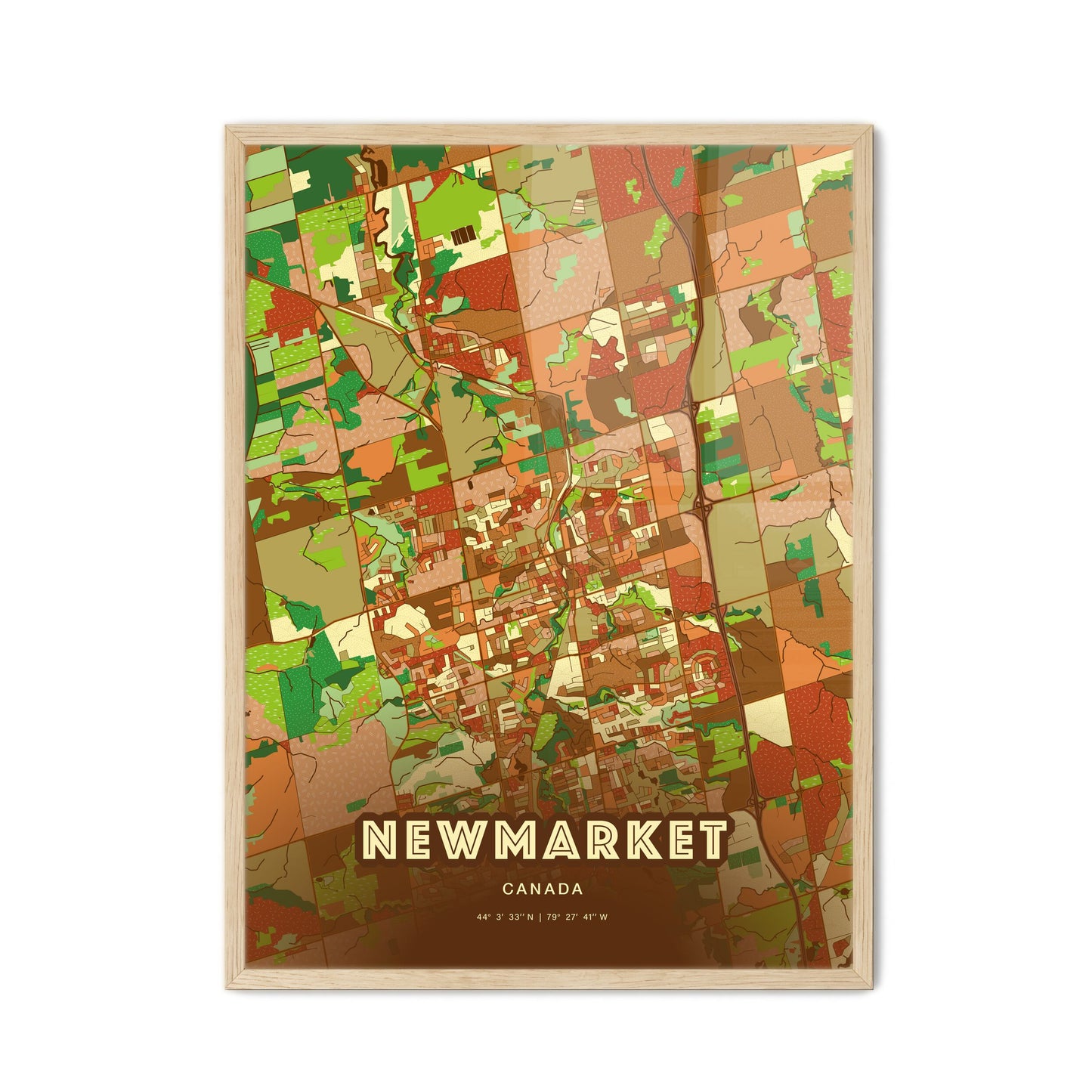 Colorful Newmarket Canada Fine Art Map Farmhouse
