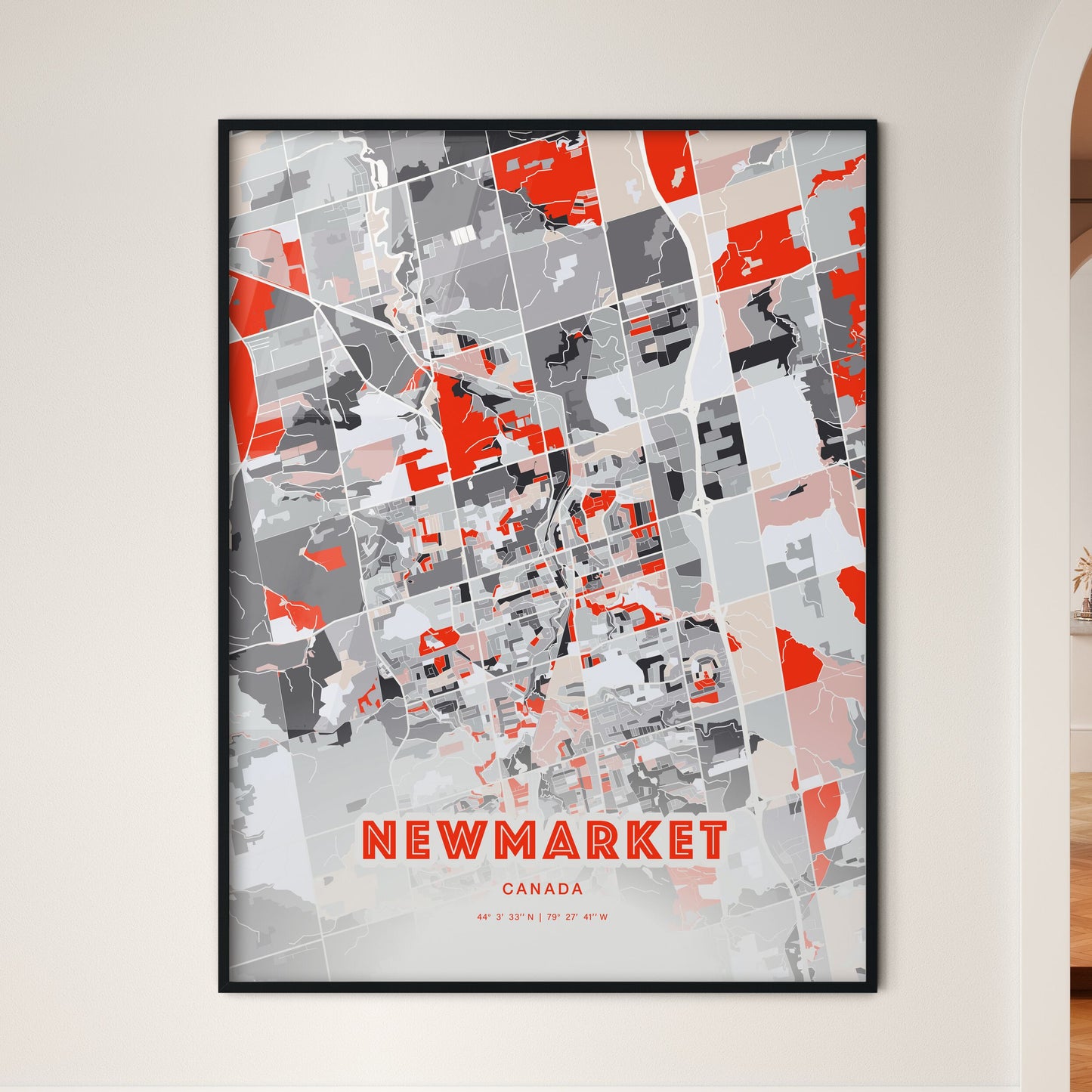 Colorful Newmarket Canada Fine Art Map Modern Expressive