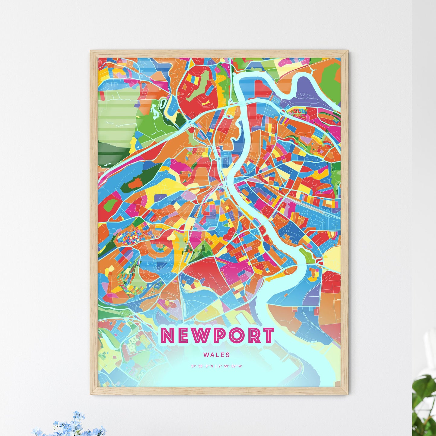 Colorful Newport Wales Fine Art Map Crazy Colors