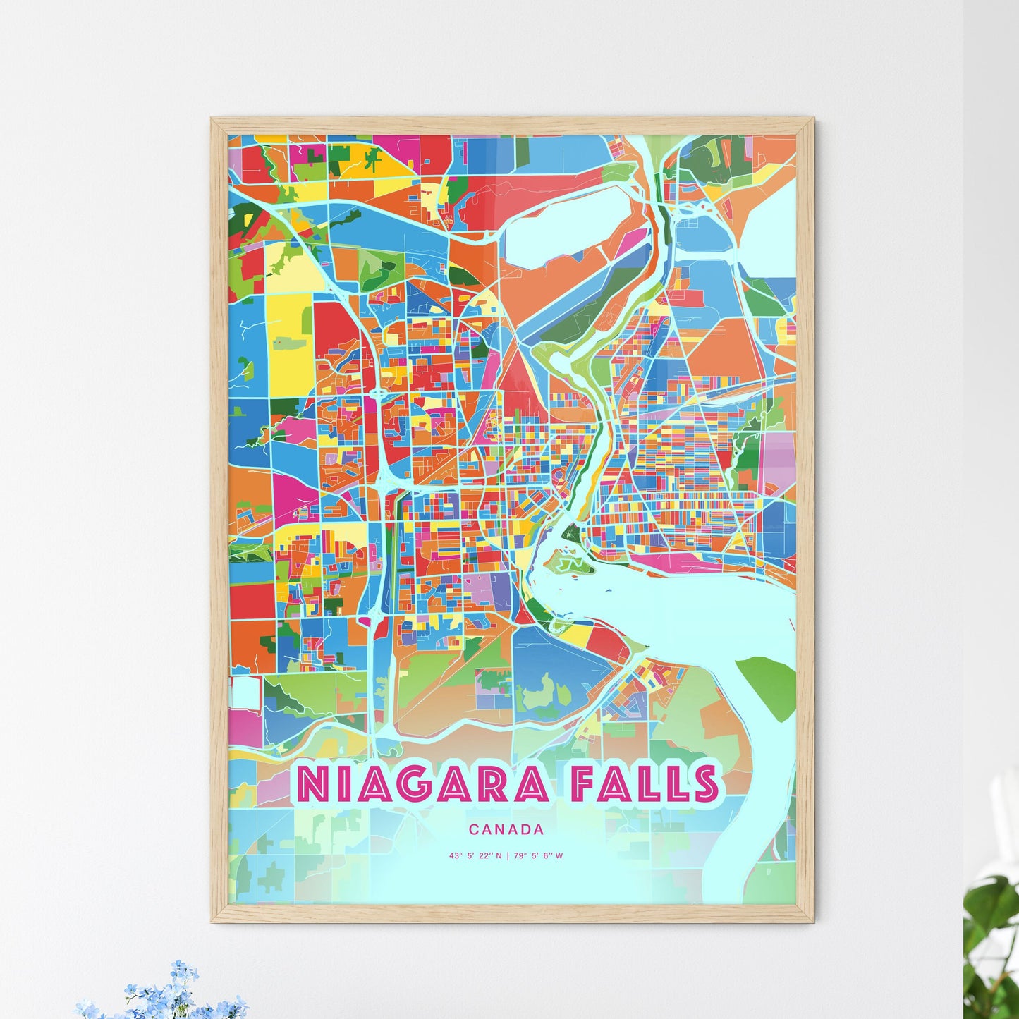 Colorful Niagara Falls Canada Fine Art Map Crazy Colors