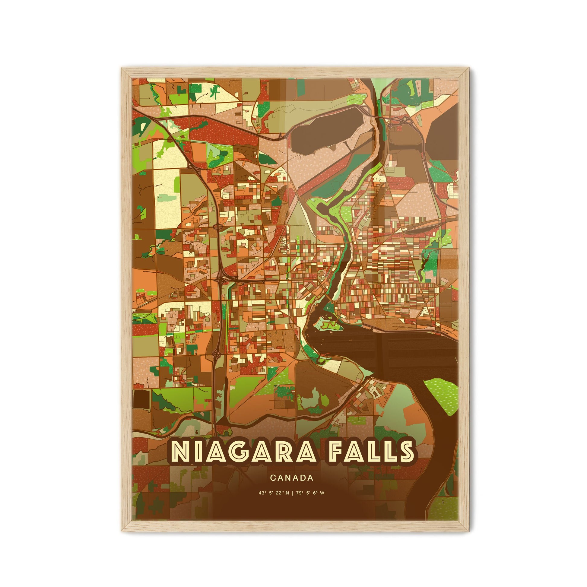 Colorful Niagara Falls Canada Fine Art Map Farmhouse