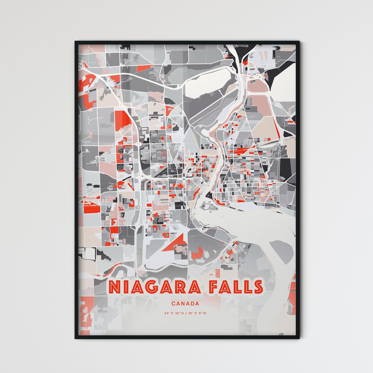 Colorful Niagara Falls Canada Fine Art Map Modern Expressive