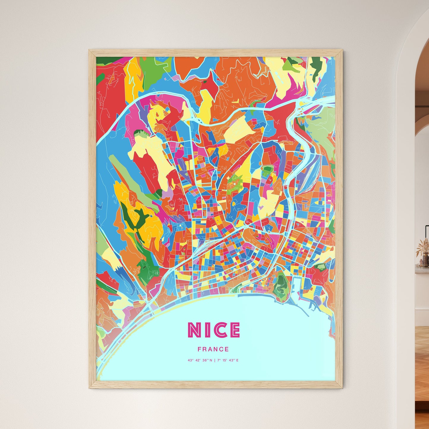 Colorful Nice France Fine Art Map Crazy Colors