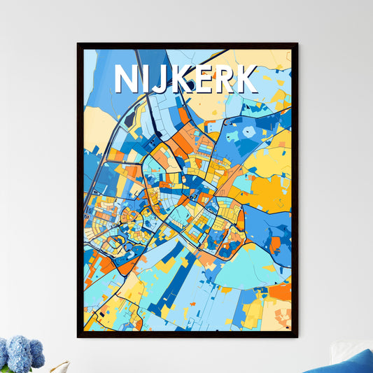 NIJKERK NETHERLANDS Vibrant Colorful Art Map Poster Blue Orange