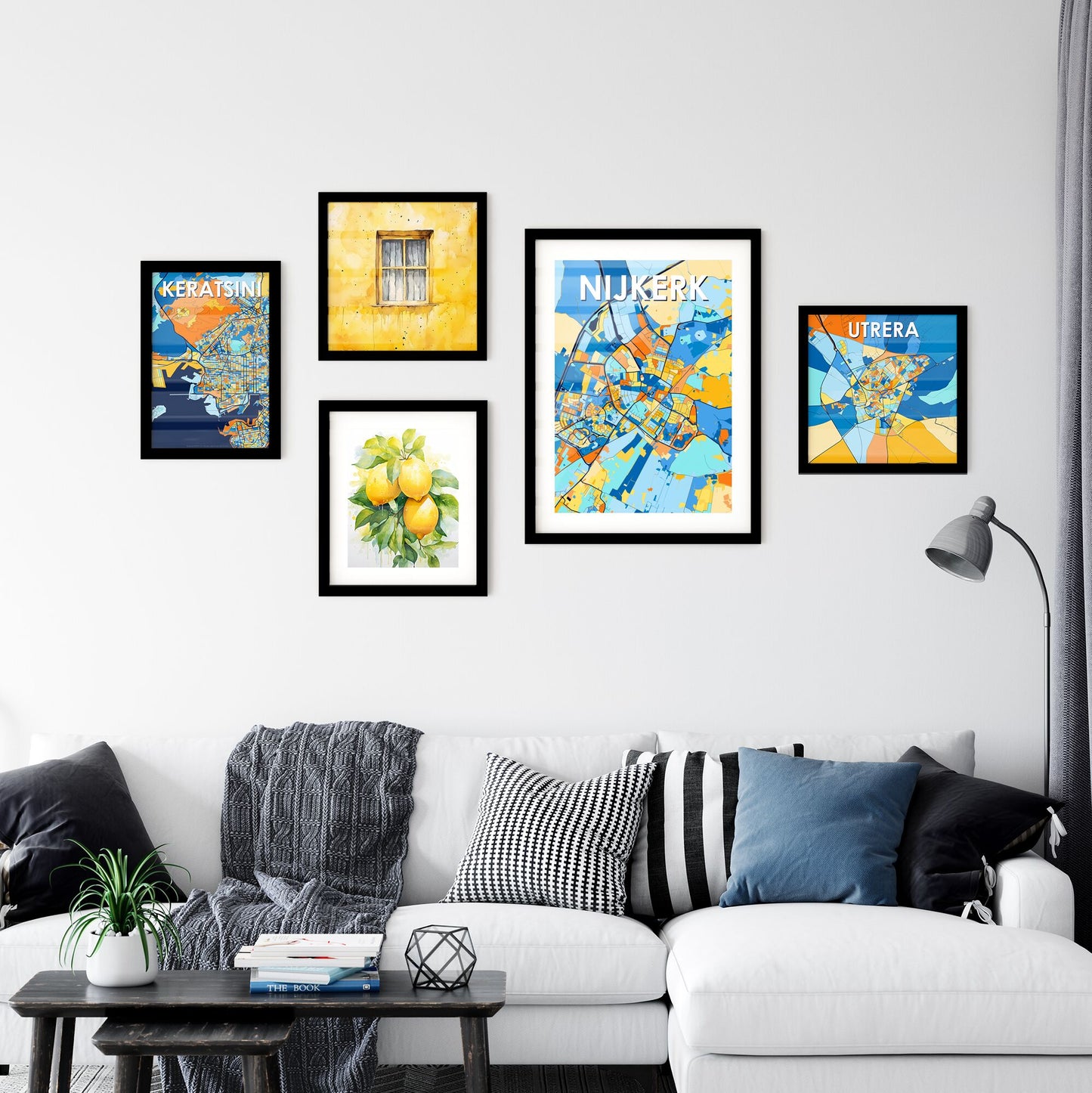 NIJKERK NETHERLANDS Vibrant Colorful Art Map Poster Blue Orange