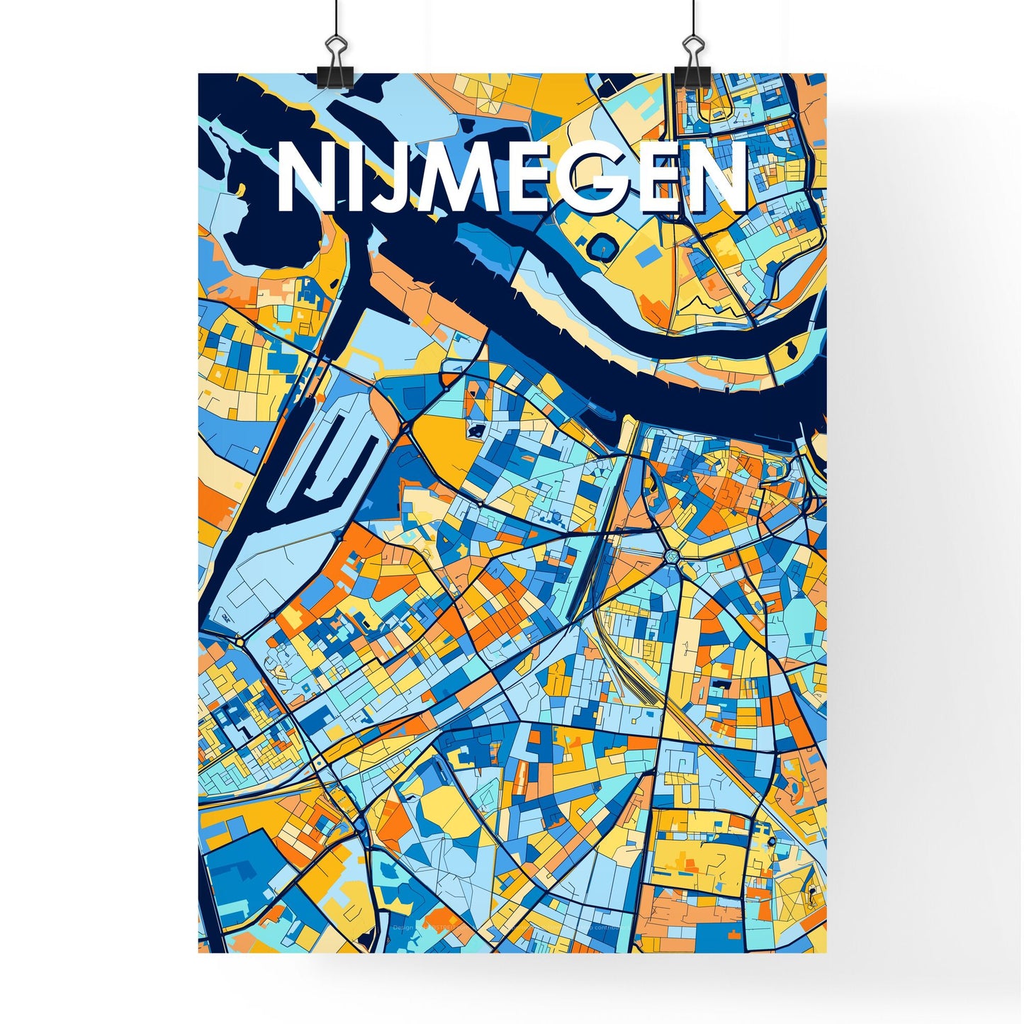 NIJMEGEN NETHERLANDS Vibrant Colorful Art Map Poster