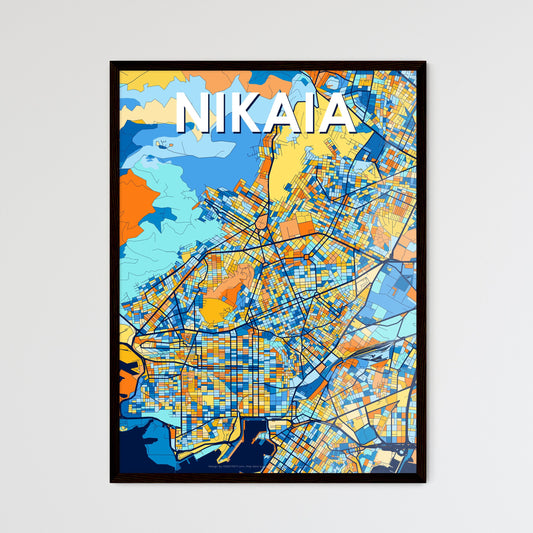 NIKAIA GREECE Vibrant Colorful Art Map Poster Blue Orange