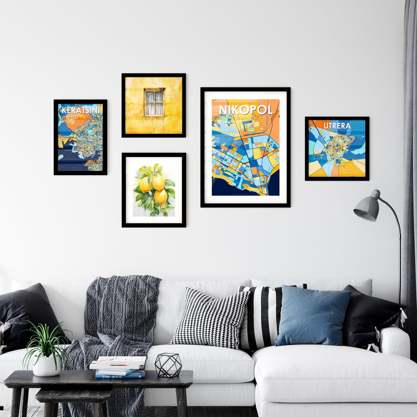 NIKOPOL UKRAINE Vibrant Colorful Art Map Poster Blue Orange