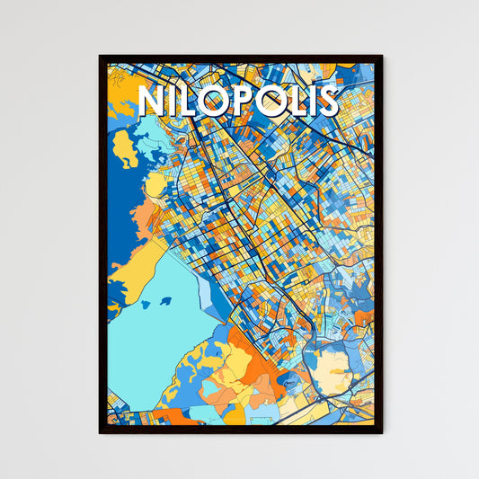 NILOPOLIS BRAZIL Vibrant Colorful Art Map Poster Blue Orange