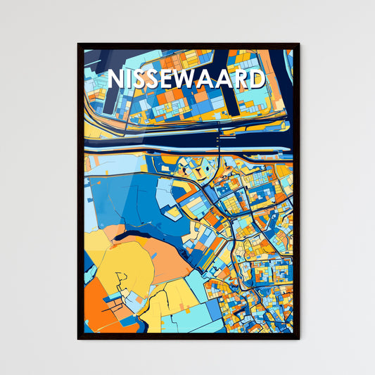 NISSEWAARD NETHERLANDS Vibrant Colorful Art Map Poster Blue Orange