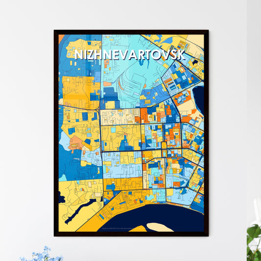 NIZHNEVARTOVSK RUSSIA Vibrant Colorful Art Map Poster Blue Orange