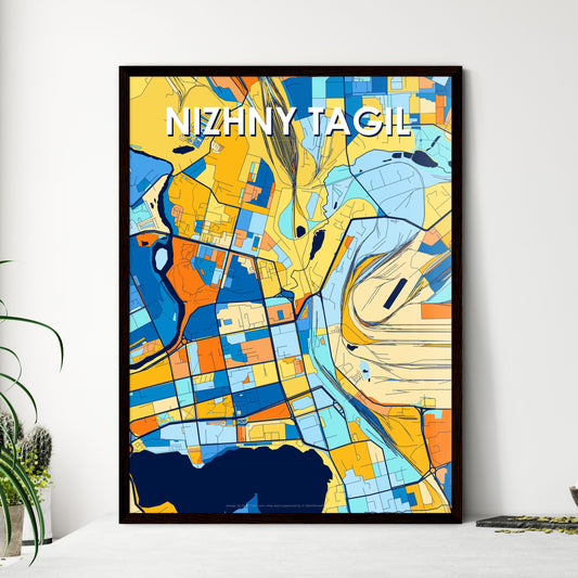 NIZHNY TAGIL RUSSIA Vibrant Colorful Art Map Poster Blue Orange